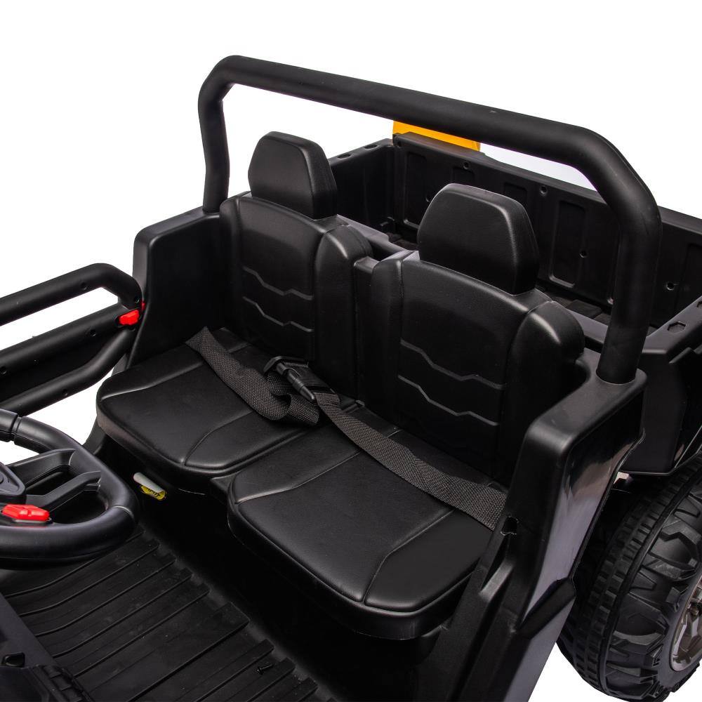 Alt View 1. BreeBe - 24V 2-Seater ride on Truck UTV w/ 2x200W Motors, Dump Bed/Shovel, Remote Control, Electric Vehicle, Non-Slip Tires - Black.