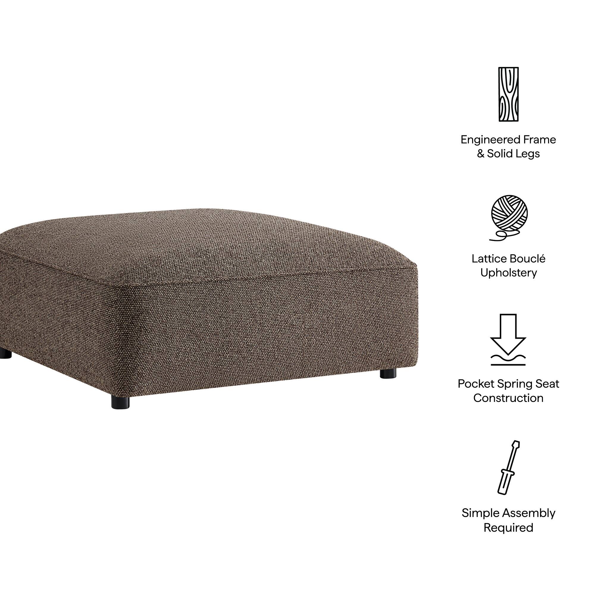 Engineered Frame & Solid Legs  
Lattice Bouclé Upholstery  
Pocket Spring Seat Construction  
Simple Assembly Required