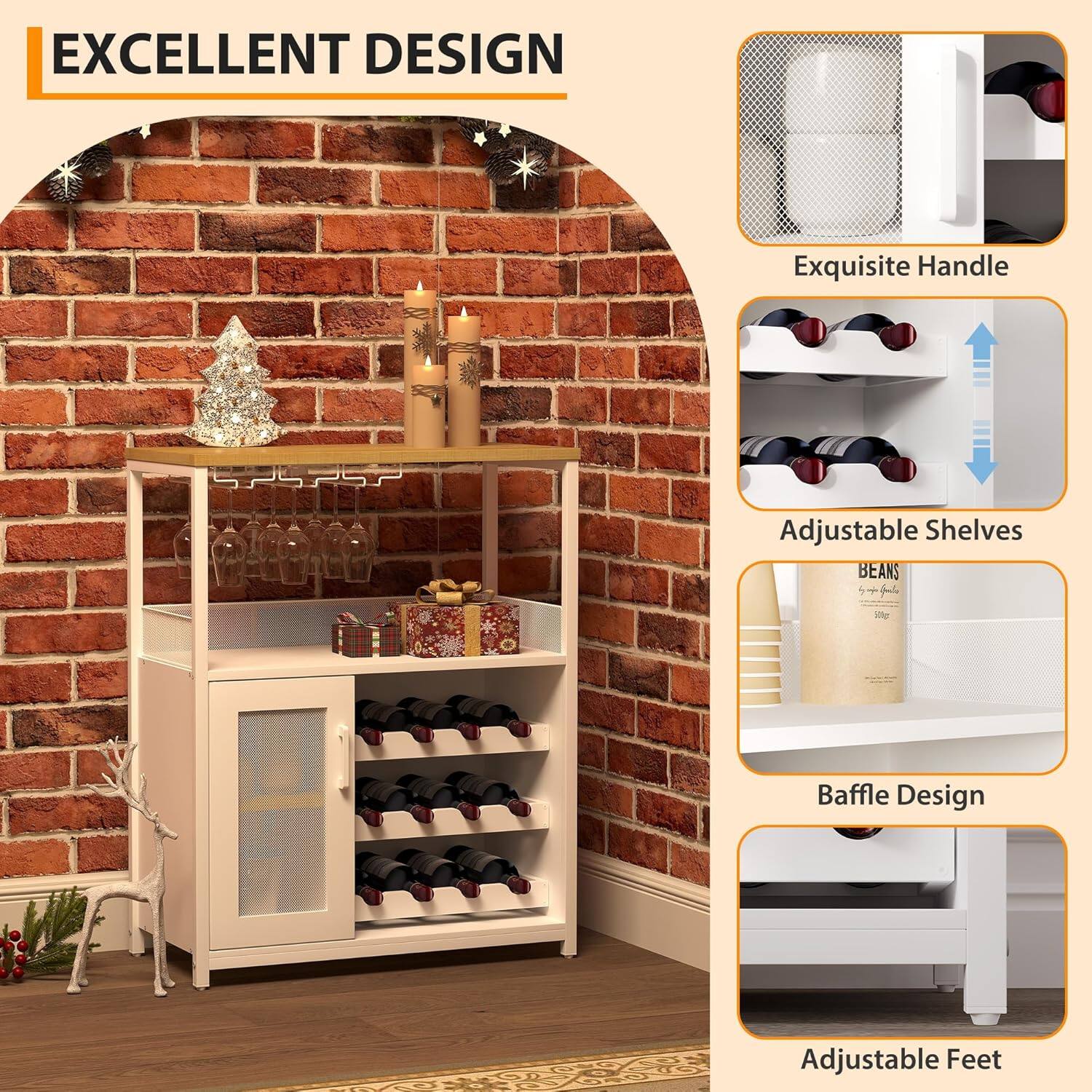 EXCELLENT DESIGN

- Exquisite Handle
- Adjustable Shelves
- Baffle Design
- Adjustable Feet