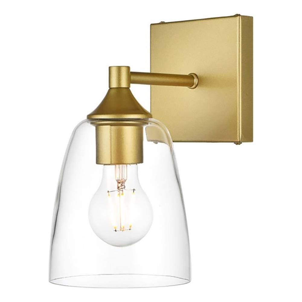 Front. Living District - Gianni 1-Light Iron and Glass Bath Sconce - Brass.