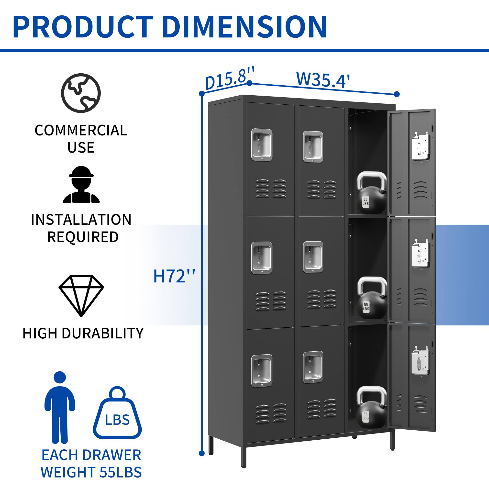 PRODUCT DIMENSION  
D15.8" W35.4"  
COMMERCIAL USE  
INSTALLATION REQUIRED  
H72"  
HIGH DURABILITY  
EACH DRAWER WEIGHT 55LBS