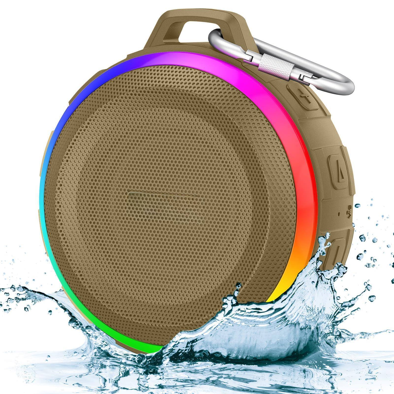 Front. Cozy Serene - Light Shower With Ipx7 Waterproof Dynamic Lights Crisp Clear Sound True Wireless Stereo Clip Portable For Pool Beach - Brown.