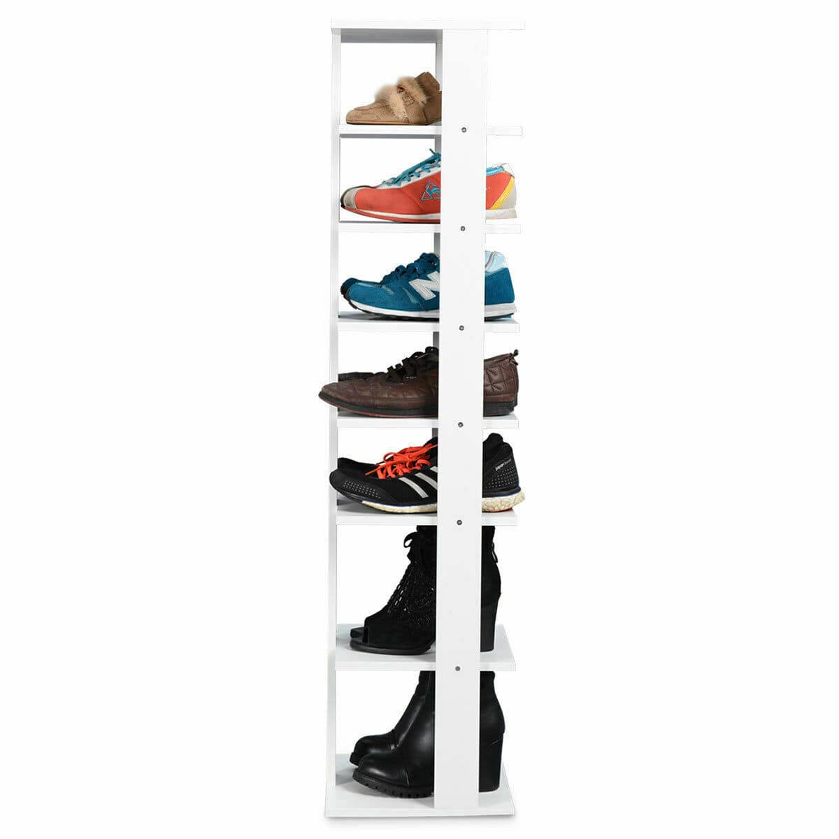 Front. Costway - Wooden Shoes Storage Stand 7 Tiers Shoe Rack Organizer Multi-shoe Rack Shoebox - White.
