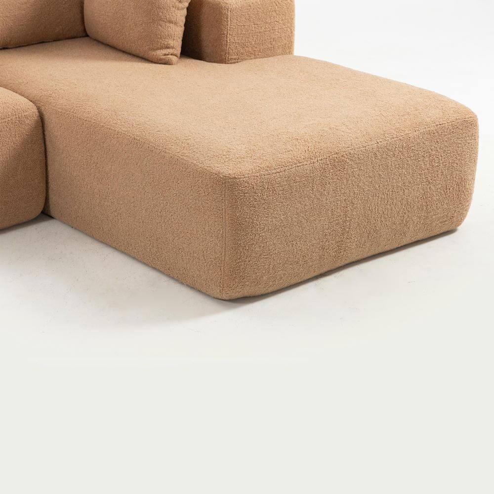 Alt View 10. Kadyn - L-Shaped Full Foam Sectional Sofa, 5 Pillows, Compressed Shipping, Flannelette, Space Saving Design, Brown - Brown.