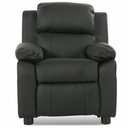Kadyn - Kids Deluxe Headrest Recliner Sofa Chair with Storage Arms- Kids Chairs for Kids - Black