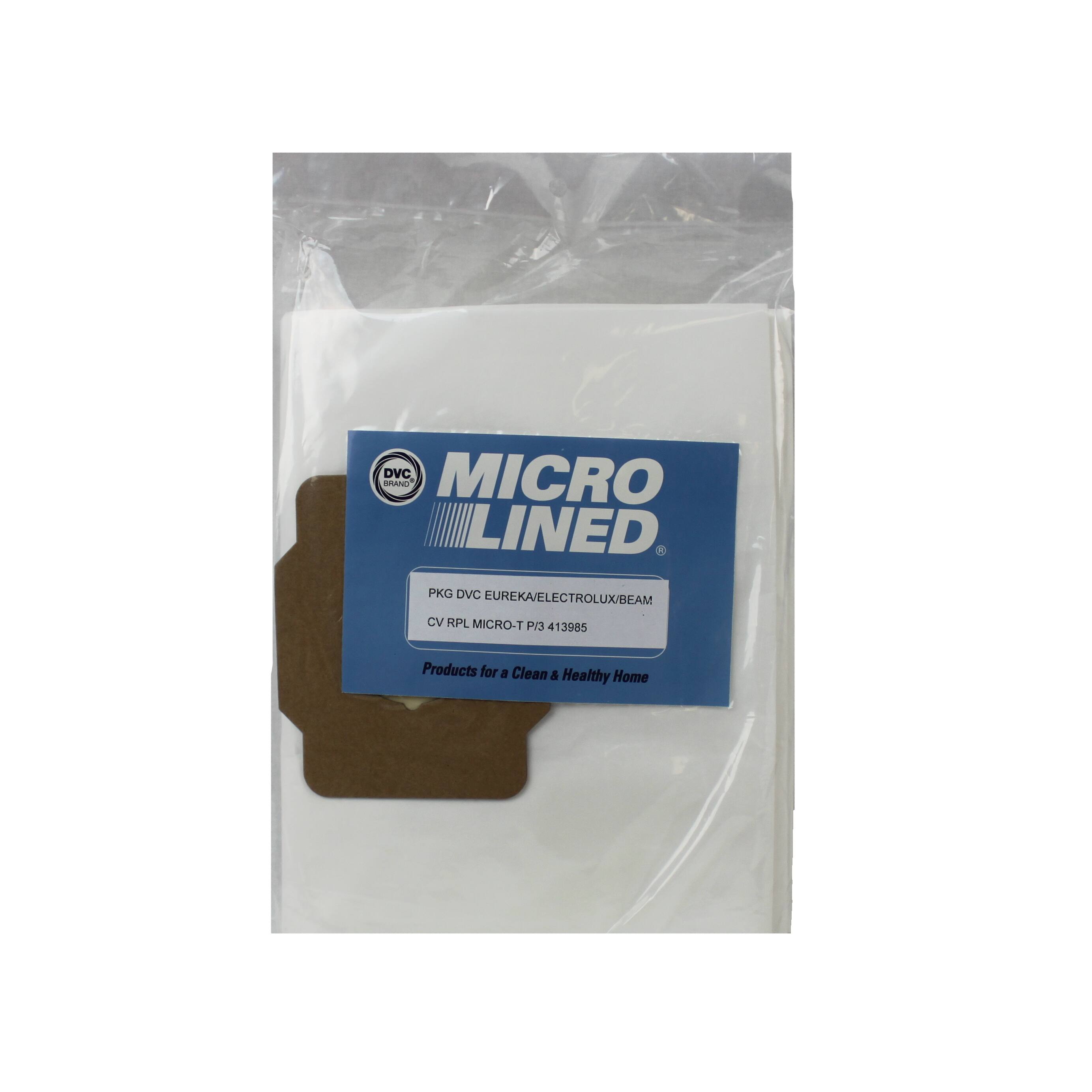 DVC MICRO LINED  
PKG DVC EUREKA/ELECTROLUX/BEAM  
CV RPL MICRO-T P3 413985  
Products for a Clean & Healthy Home