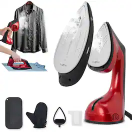 True & Tidy - 1600W DuoPress XL Iron & Steamer With Detachable Ironing Plate and Digital Screen - Red