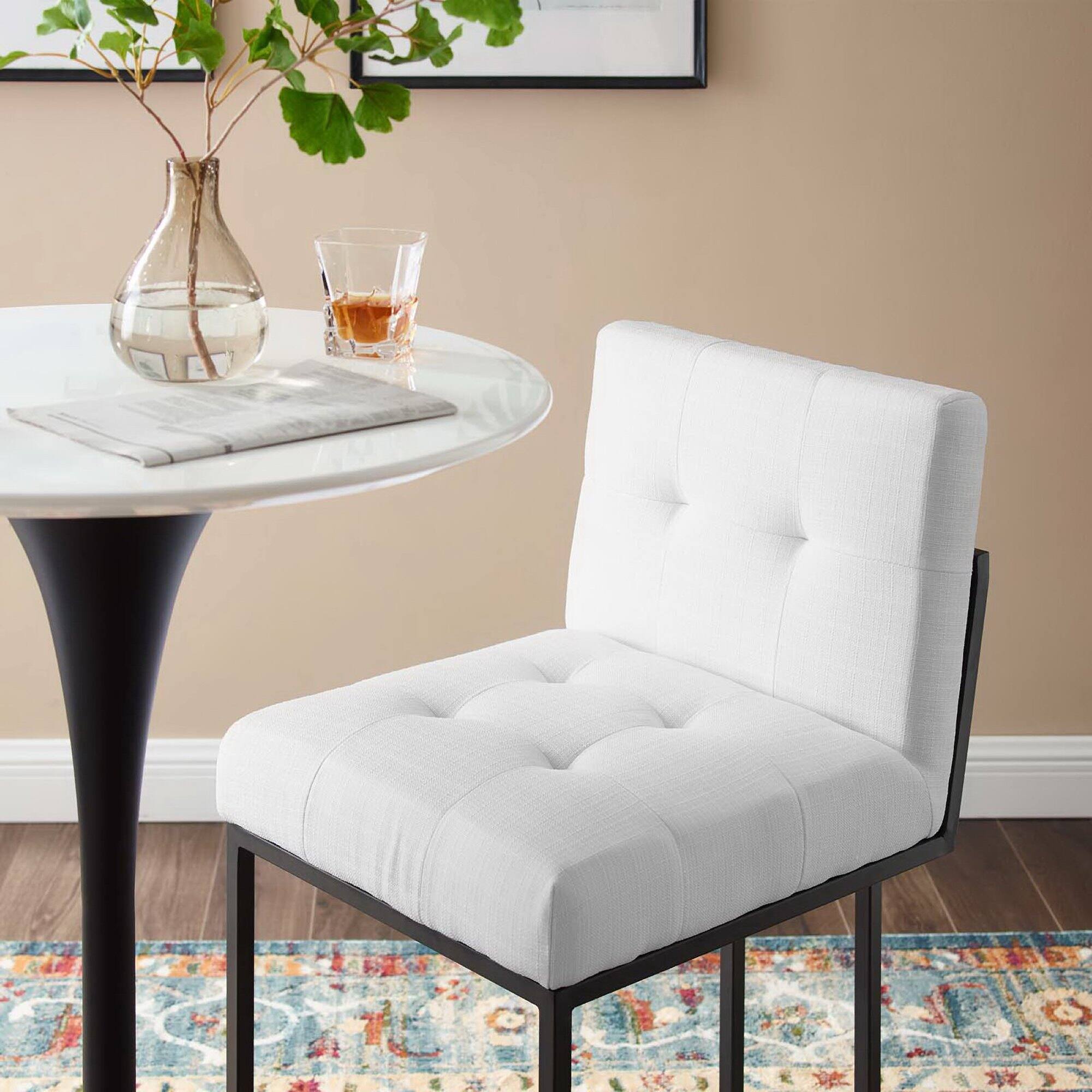 Alt View 4. Modway - Privy Black Stainless Steel Upholstered Fabric Counter Stool by Modway - White.