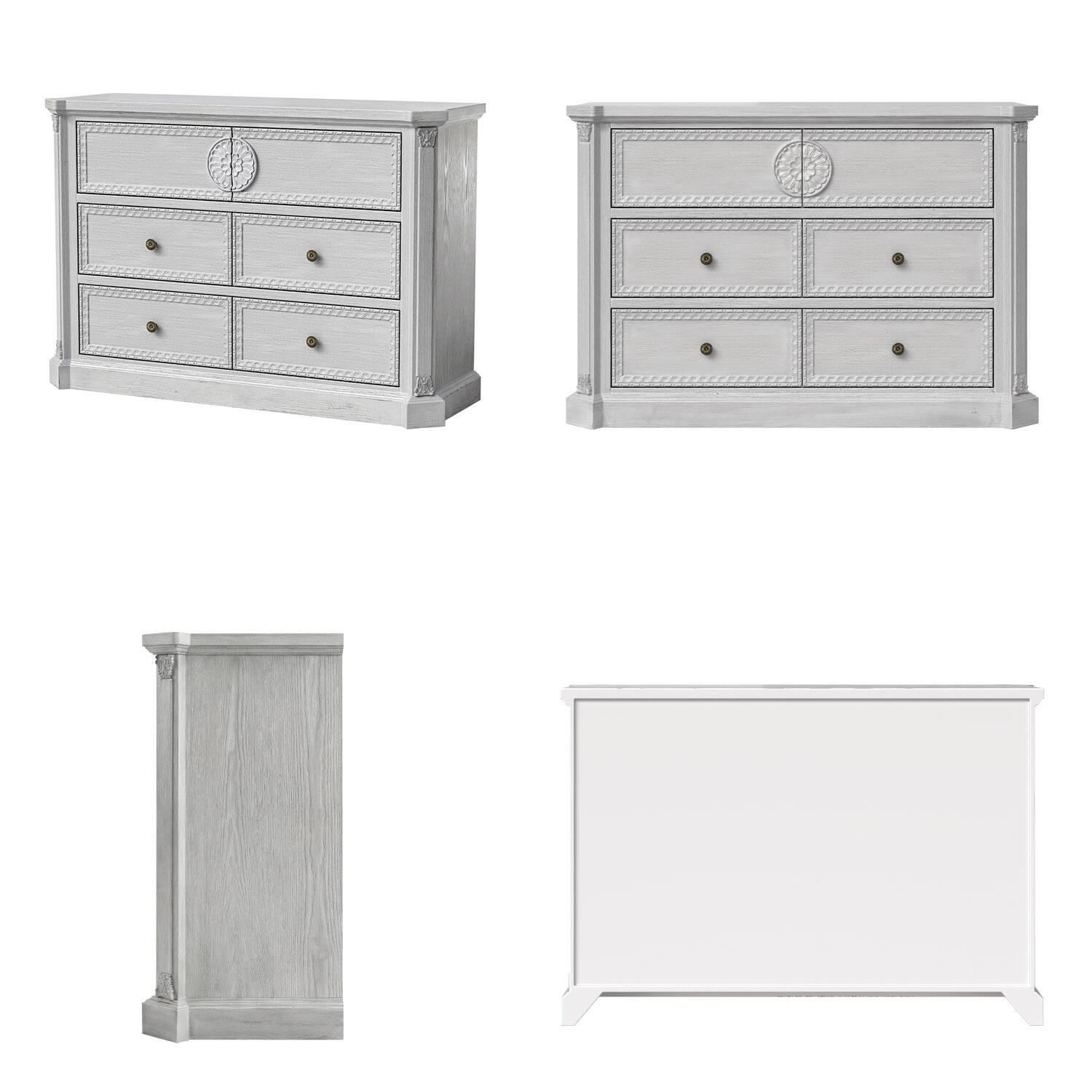 Alt View 9. Homsee - Fully Assembled Solid Wood 5 Drawer Dresser, Classic Vintage Chest of Drawers for Bedroom or Living Room - White.