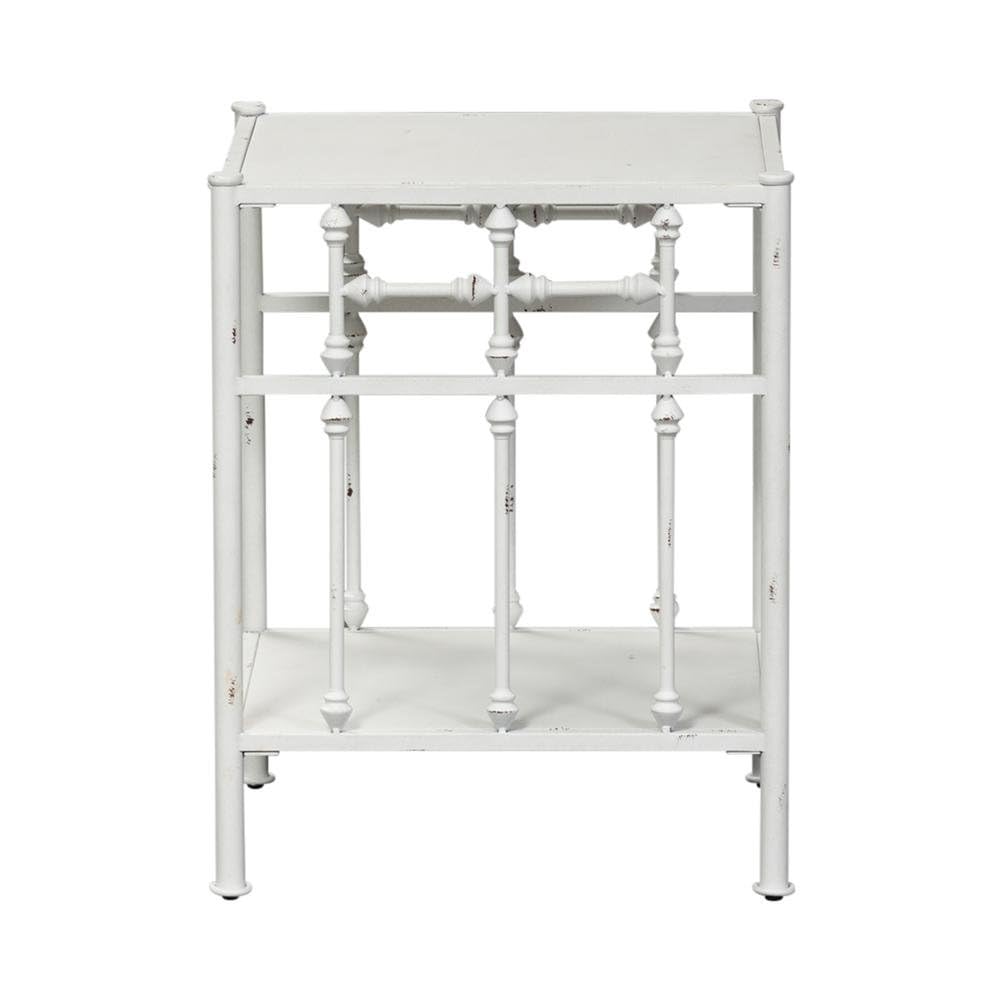 Left. Starlight Canyon Home - Metal Nightstand - Antique White, Small Metal Side Table for Bedroom - Black.