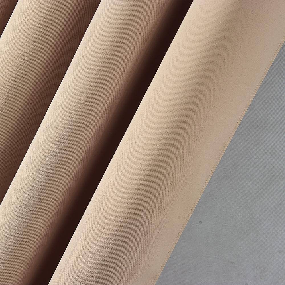 Left. RT Designers Collection - Olivia Gray Anchorage Blackout Single Grommet Curtain Panel Pair - 54x63" Sesame - Sesame.