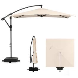 Gymax - 8 x 8 FT Offset Cantilever Patio Umbrella Square Hanging Outdoor Market Umbrella Outdoor - Beige