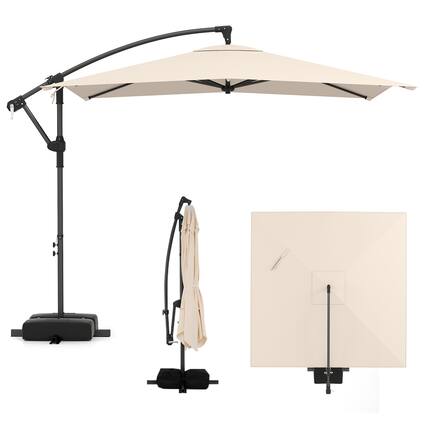 Front. Gymax - Gymax 8 x 8 FT Offset Cantilever Patio Umbrella Square Hanging Outdoor Market Umbrella Outdoor Beige - Beige.