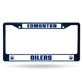 Rico Industries - Edmonton Oilers NHL Licensed Blue Painted Chrome Metal License Plate Frame - Multi