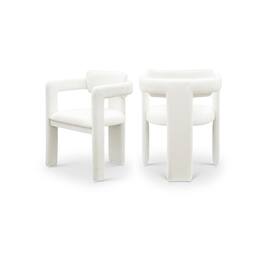 Meridian Furniture - Brenda Cream Chenille Fabric Dining Chair, Set of 2 - Beige