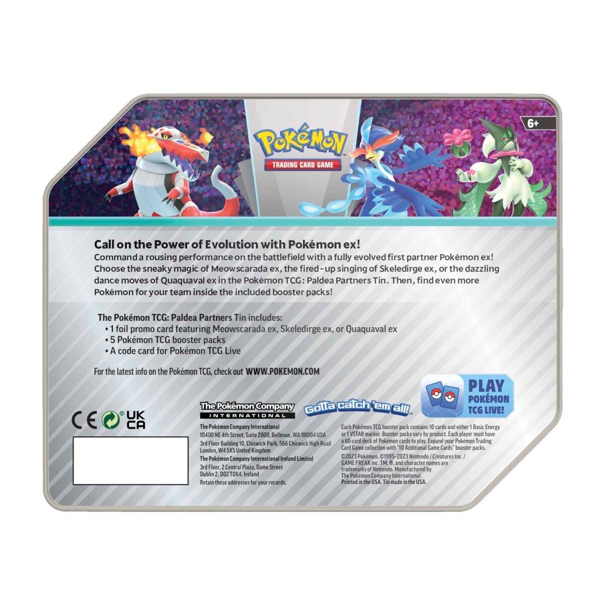 pokmon trading card game: paldea partners tin  Skelokrok Ex (English)  the fired Paldea Partners Tin [Quaquaval ex]