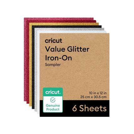 cricut Value Glitter Iron-On Sampler
10 in x 12 in
25 cm x 30.5 cm
6 Sheets
Genuine Product