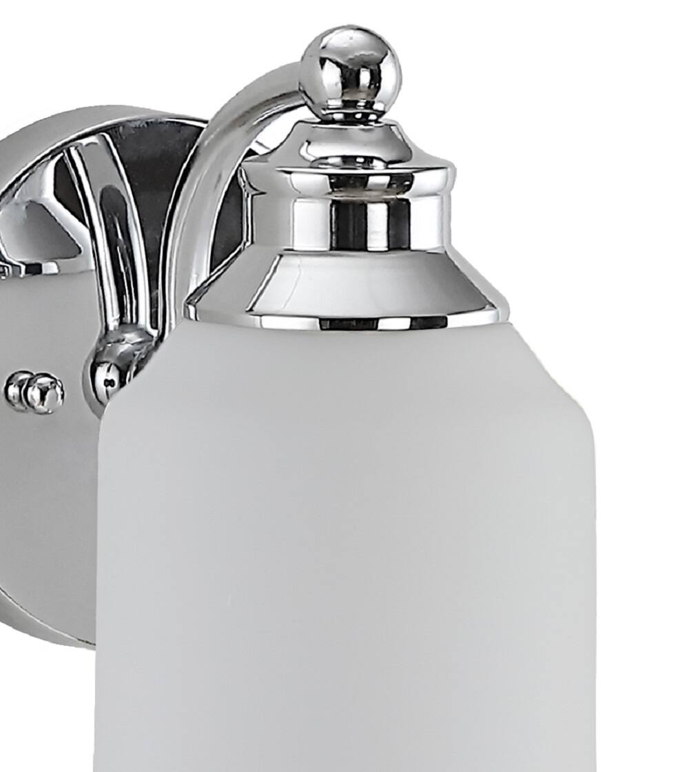 Alt View 4. Jonathan Y - Lydia 5.13" 1-Light Farmhouse Cottage Metal LED Vanity Light with Frosted Glass Shade, Chrome - Chrome.
