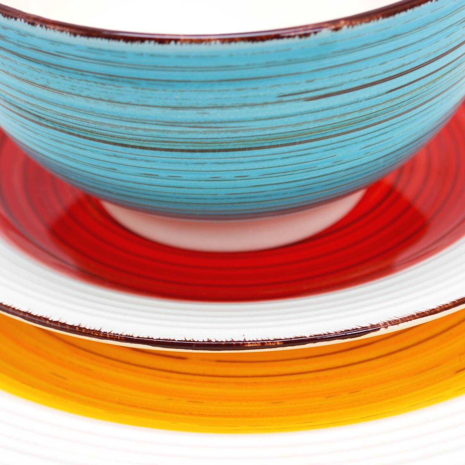 Alt View 2. Gibson - Gibson Home Confetti Band 12 Piece Mix and Match Round Ceramic Dinnerware Set in Assorted Colors - Assorted.