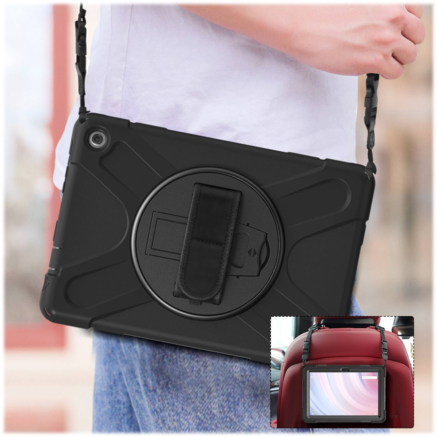 Alt View 18. SaharaCase - DEFENSE-X Series Case for Amazon Fire HD 10 (2023) - Black.