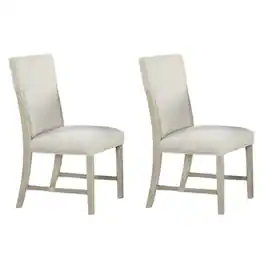 Manhattan Lane - Hagy Side Dining Chair Set of 2, Soft White Fabric - Natural Brown, White