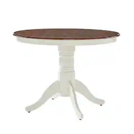 FurniFact - Round Dining Table - Distressed White