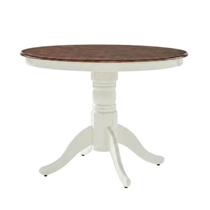 Front. FurniFact - Distressed White Round Dining Table - Distressed White.