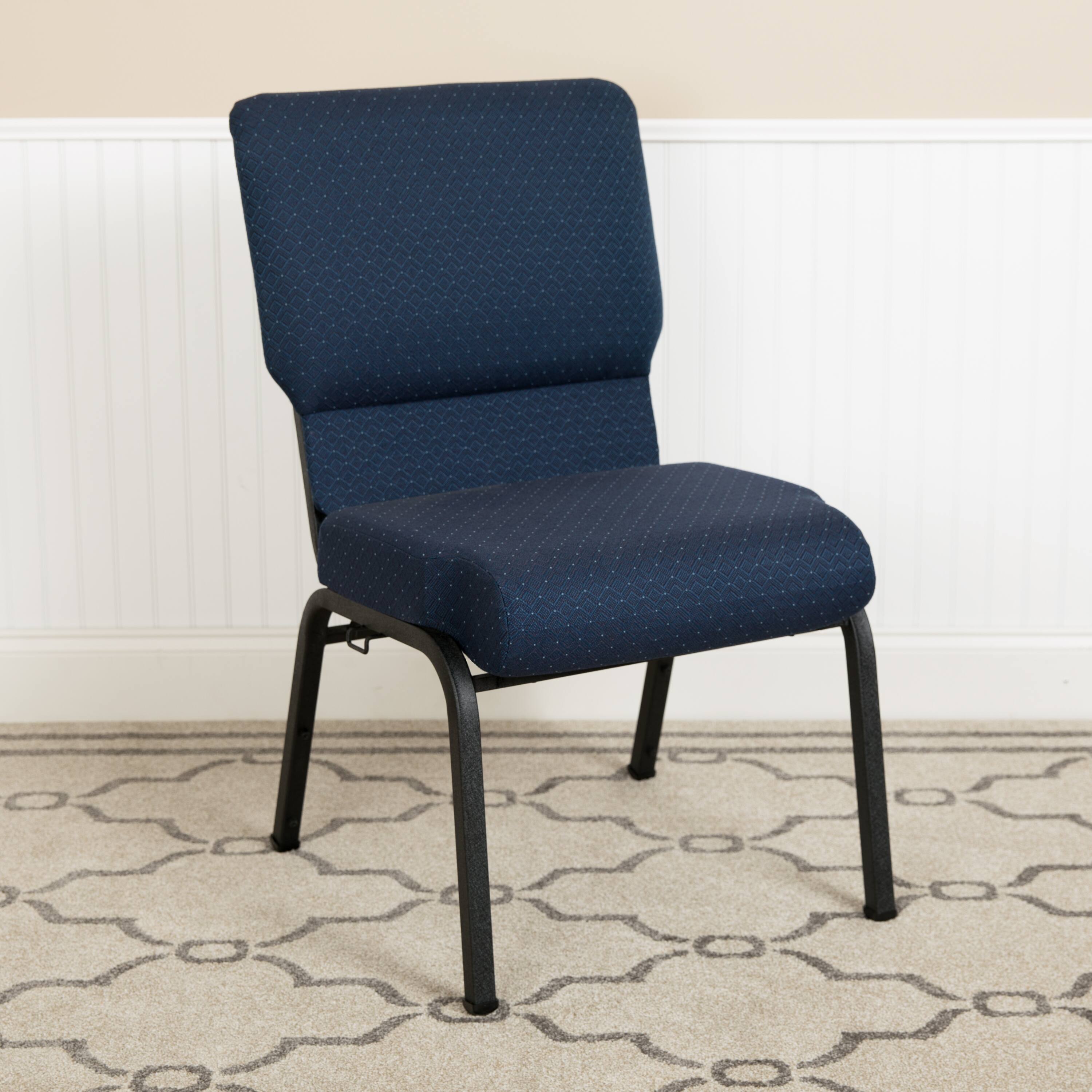Alt View 1. Emma + Oliver - 20.5 in. Molded Foam Church Chair - Cobalt Fabric/Black Frame.