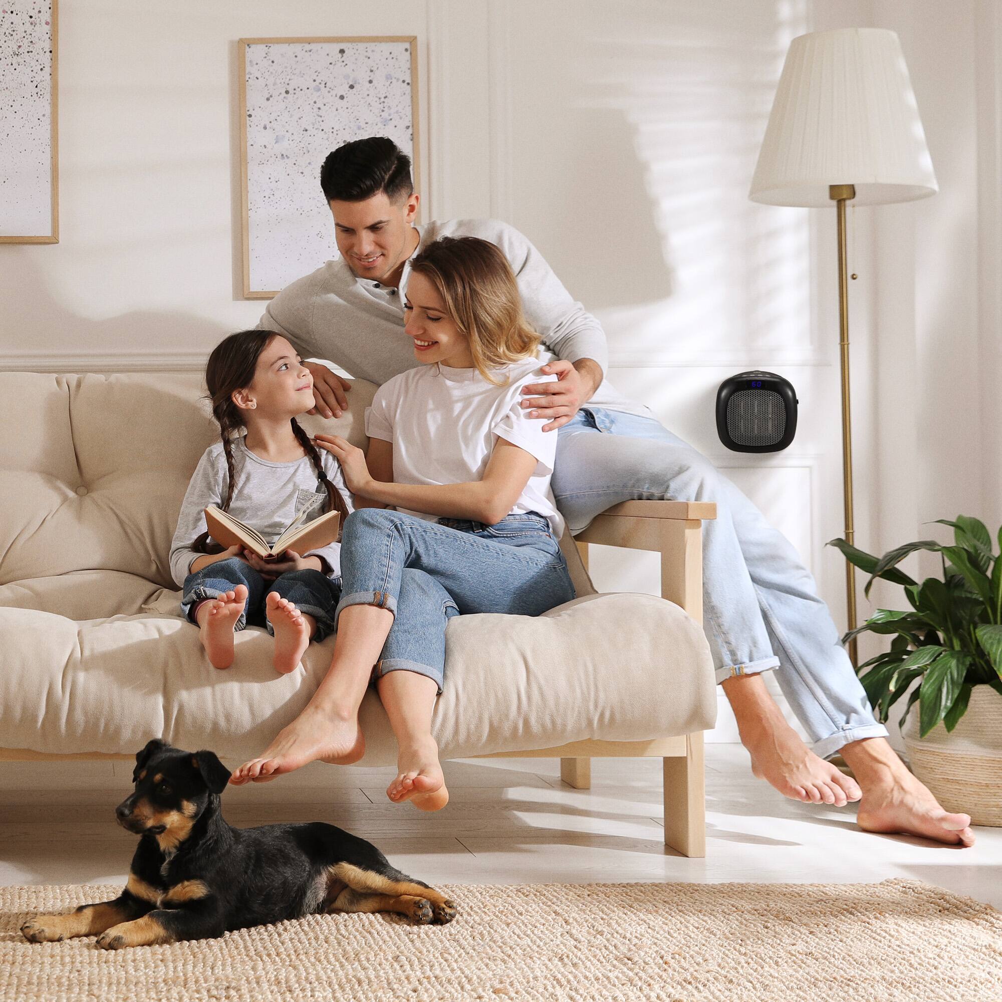 Alt View 3. Good Housekeeping - Good Housekeeping Wall-Mount Indoor Mini Space Heater w/ Thermostat, 750W, Black - White.