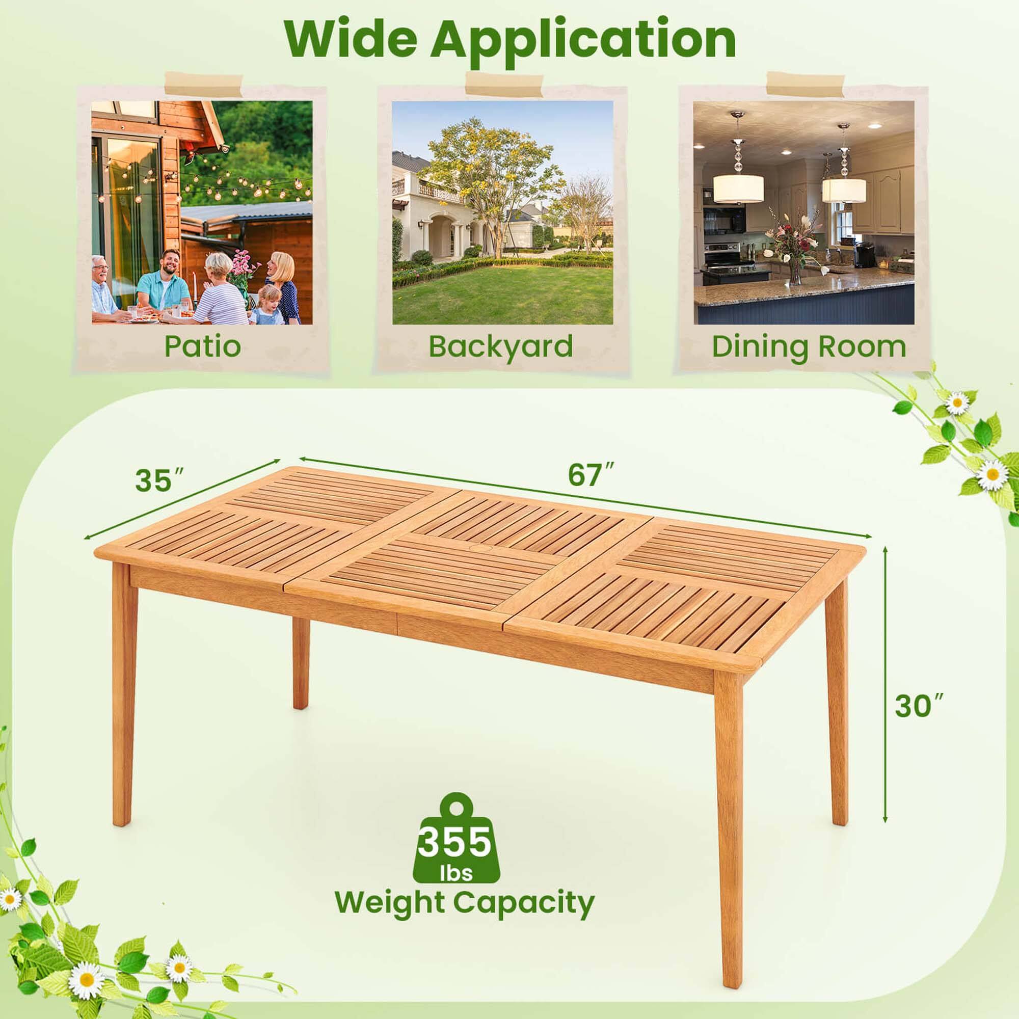 Wide Application Patio Backyard Dining Room 35" 67" 30" 355 Ibs Weight Capacity