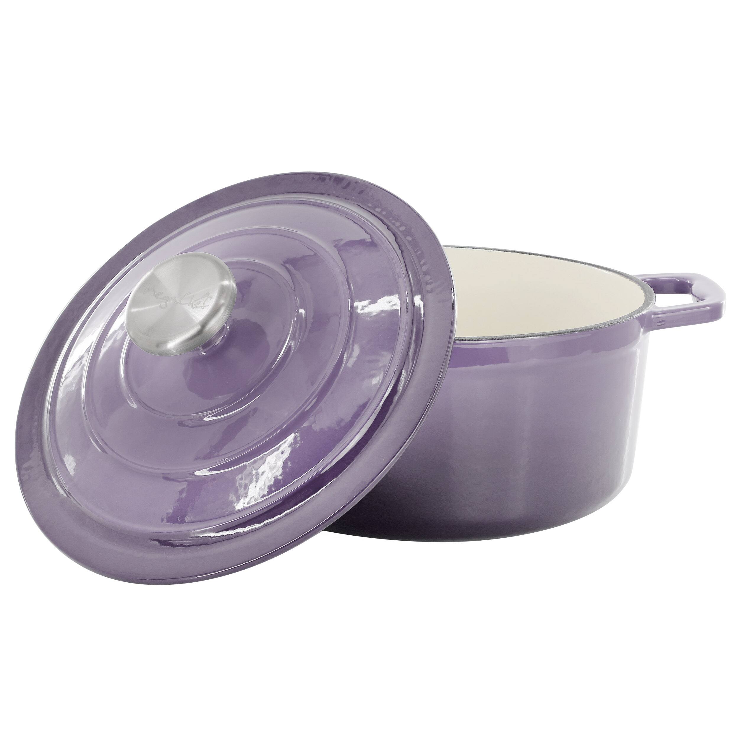 Alt View 7. Mega Chef - MegaChef 2.7 Quart Round Enameled Cast Iron Casserole in Gradient Purple - Purple.