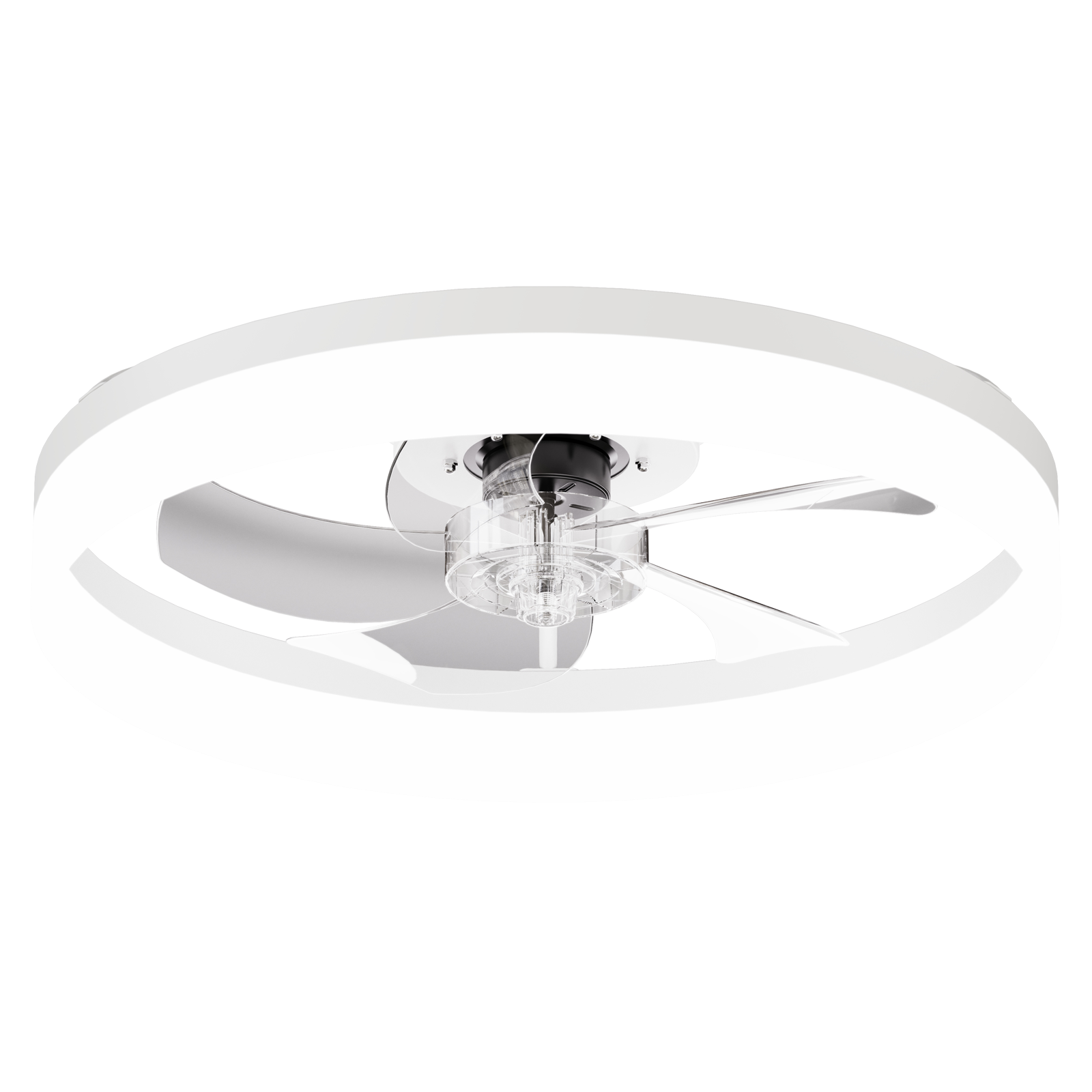 Alt View 5. Loheer - Loheer Ceiling Fan with Light, 19.7 Inch LED Flush Mount White Fan with Remote and App Control for Bedroom.