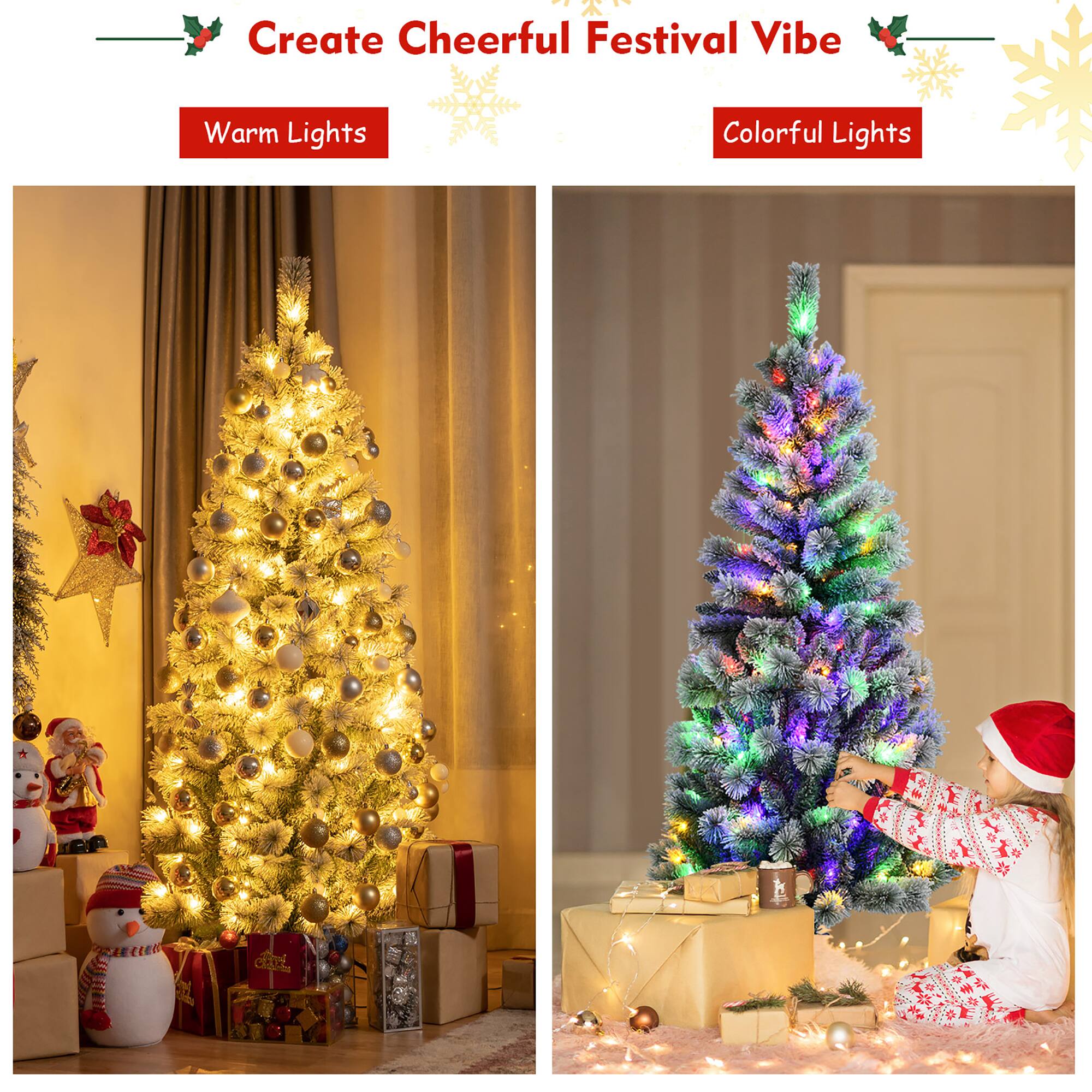 Create a cheerful festival vibe with warm lights and colorful lights.