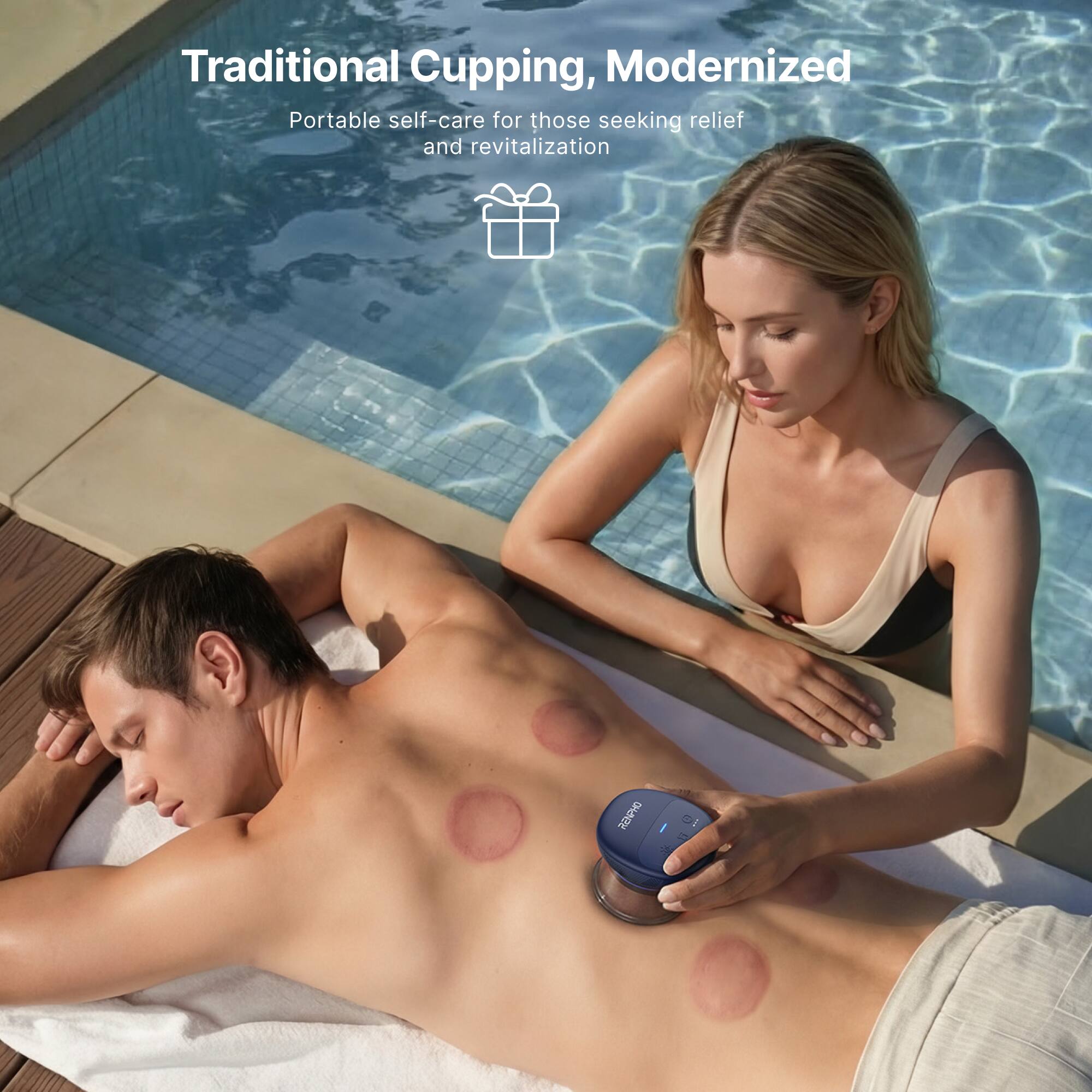 Traditional Cupping, Modernized  
Portable self-care for those seeking relief and revitalization