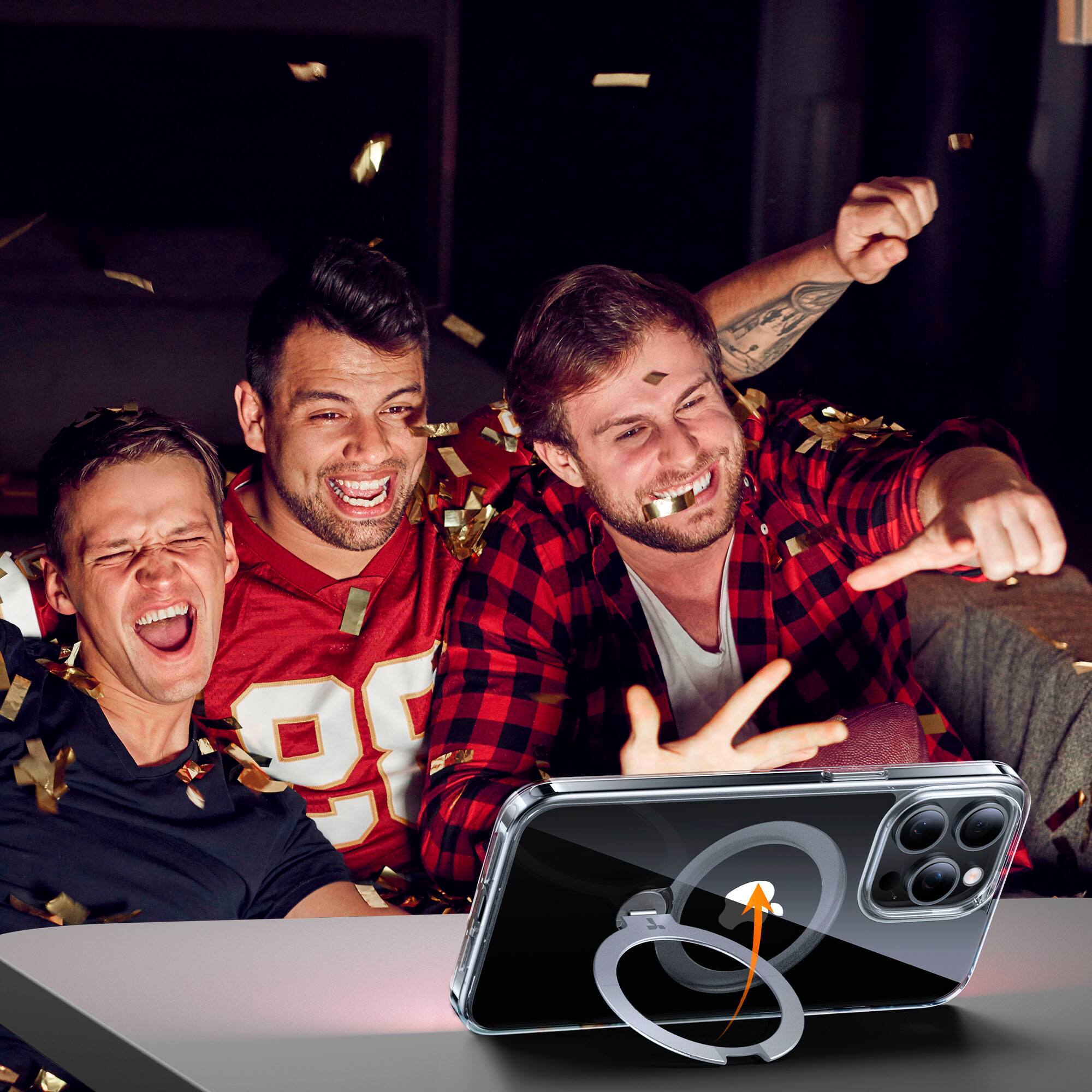 Alt View 14. TORRAS - UPRO Ostand Spin 360° Magnetic Stand Military Grade Shockproof & MagSafe-Compatible Case for Apple iPhone 15 Pro - Clear.