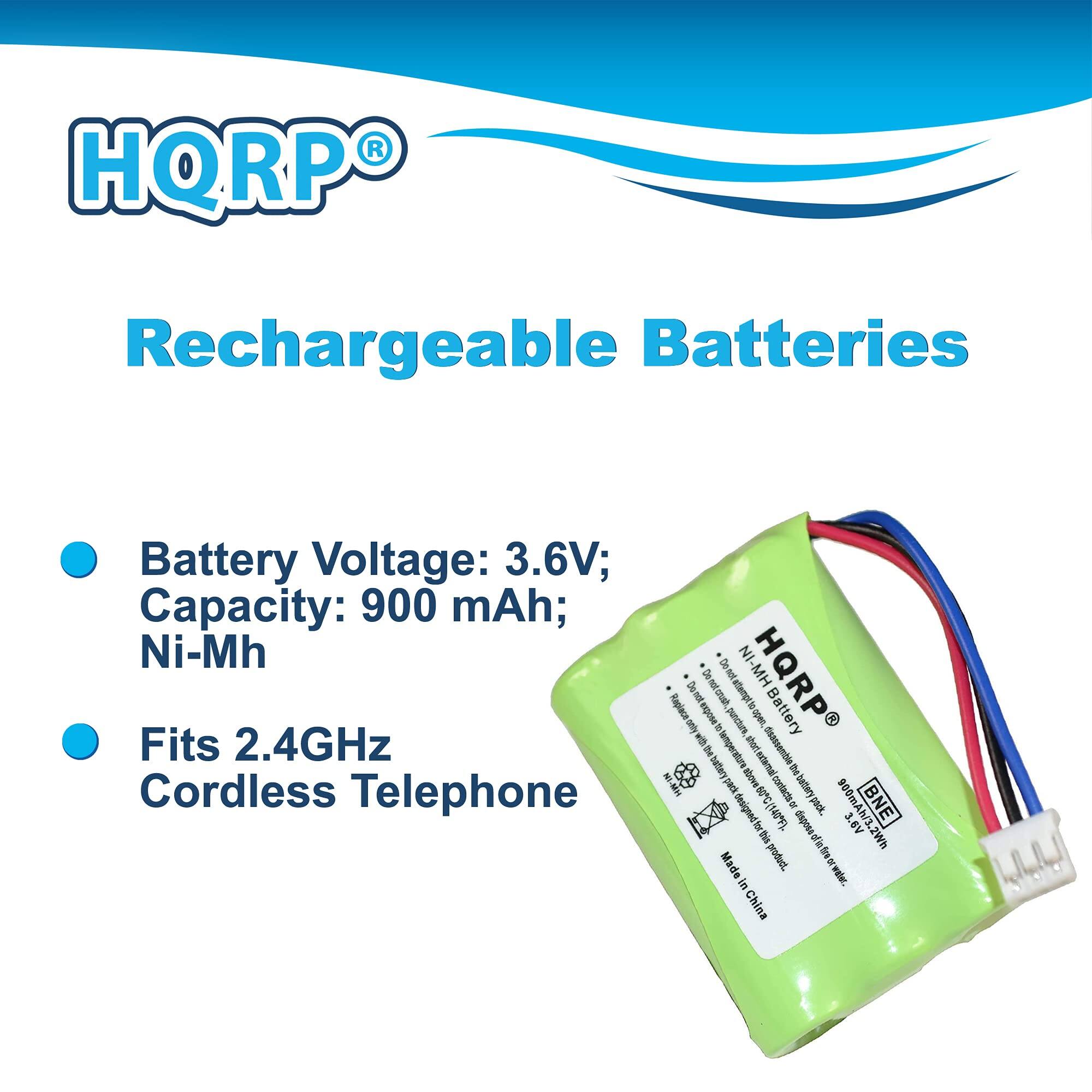 HQRP® Rechargeable Batteries

- Battery Voltage: 3.6V
- Capacity: 900 mAh
- Ni-Mh

Fits 2.4GHz Cordless Telephone

Made in China
