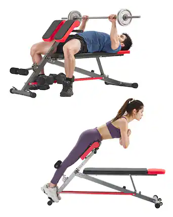 Front. VEVOR - Multi-Functional Weight Bench for Full Body Workout, Roman Chair Hyperextension Bench, 660 lbs Adjustable - Black+Red.