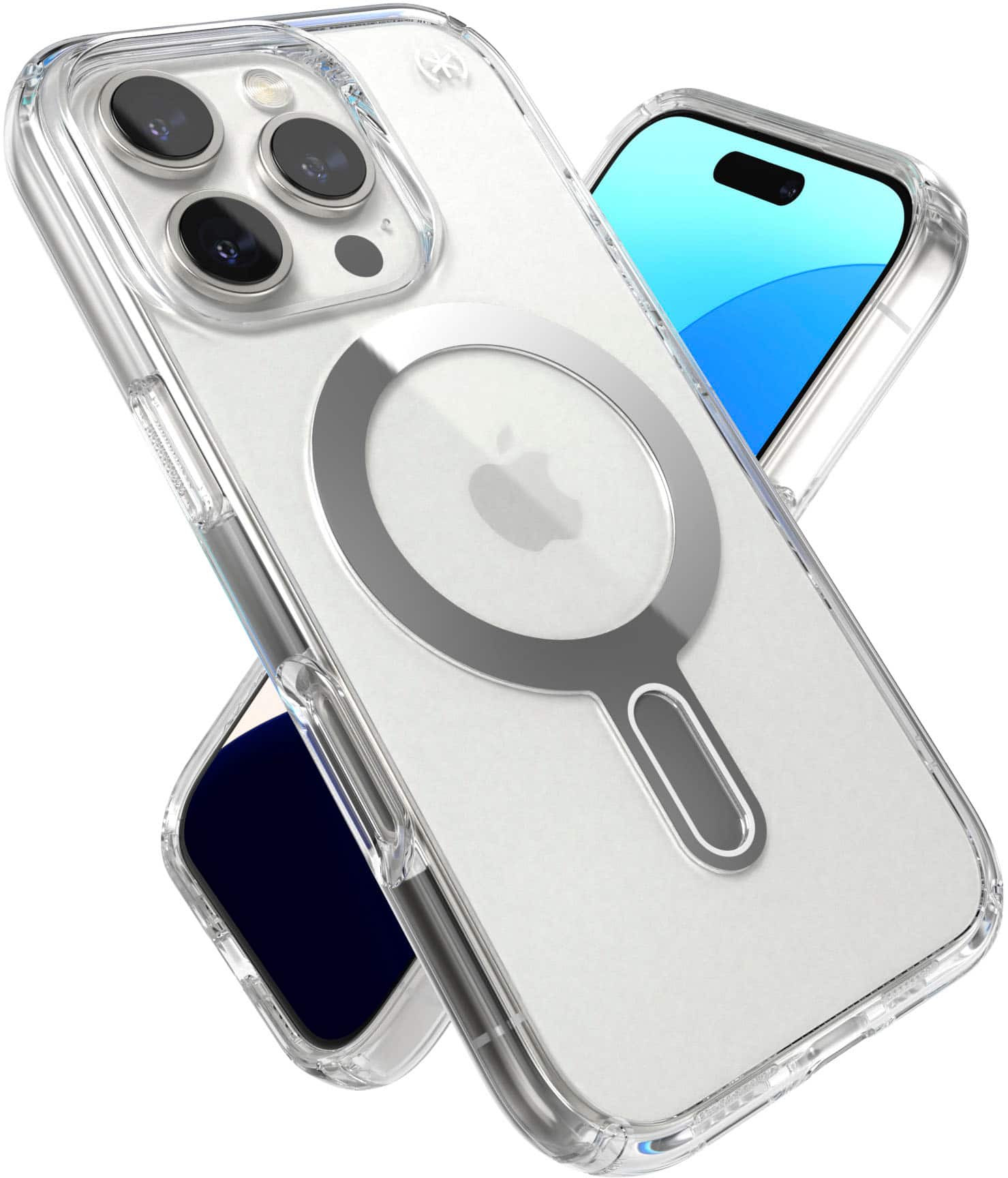 Alt View 17. Speck - Presidio Perfect Clear ClickLock Case with MagSafe for Apple iPhone 16 Pro - Clear/Chrome.