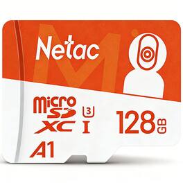Netac - P500 128GB Endurance microSD Card for Security Cameras & Dash Cams, U3 V30 A1, 4K Recording, Up to 100MB/s Read