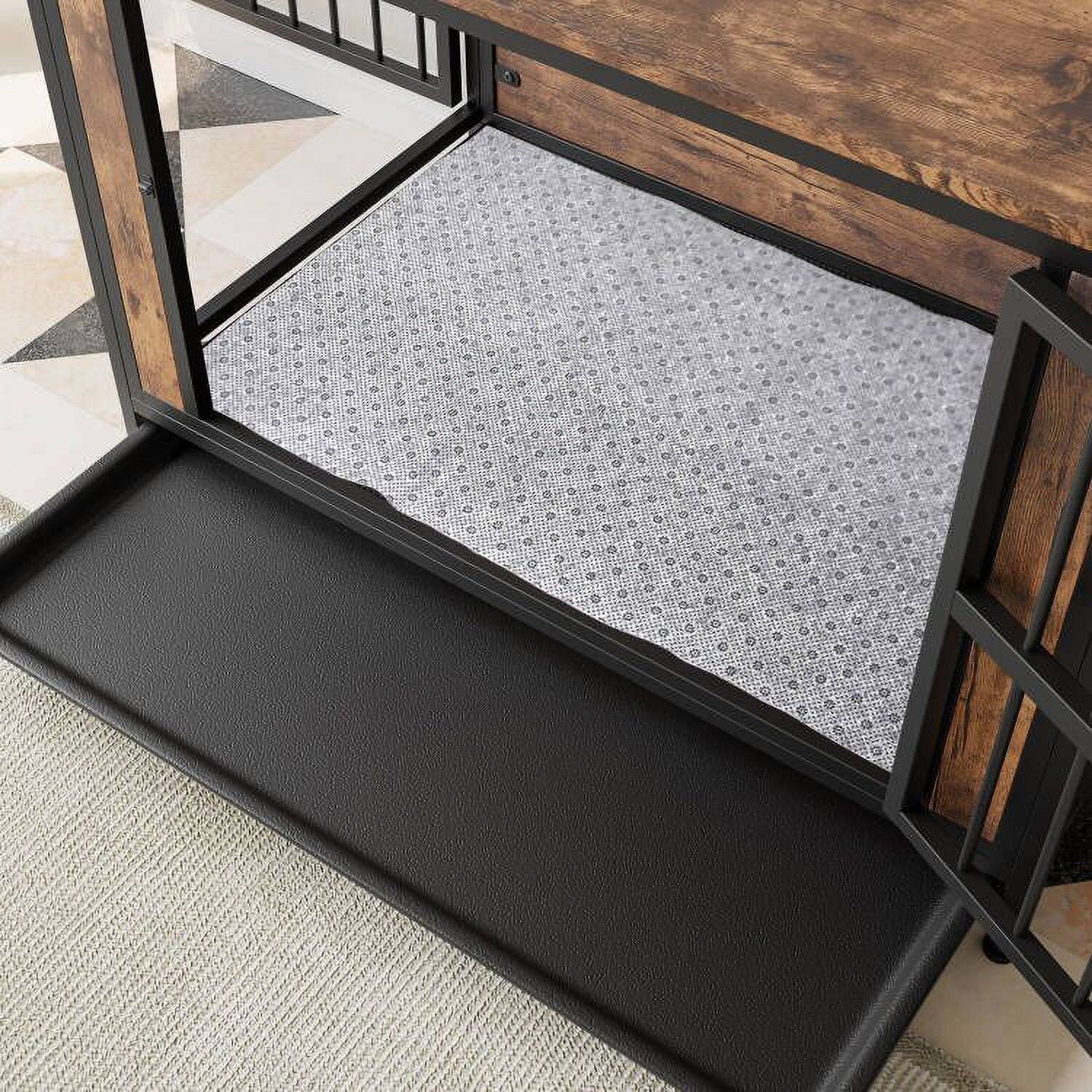 Back. Pefilos - 38" Dog Crate Furniture, Wooden Dog Kennel with 2 Sliding Doors and Thick Iron Door Frame, Dog Cage for Small Dogs.