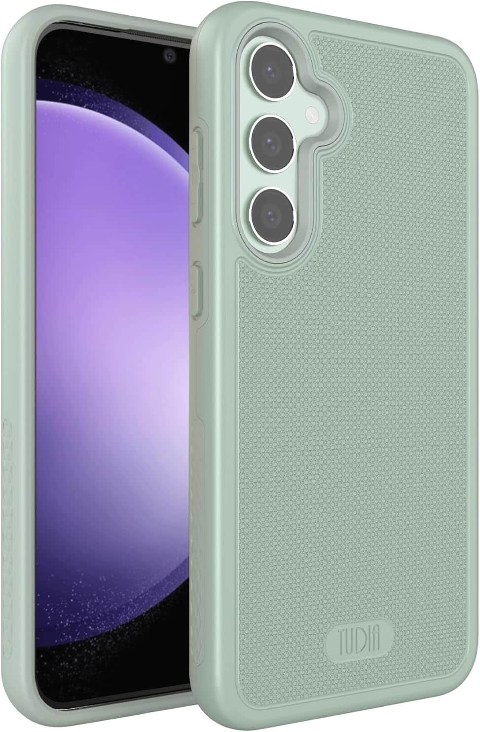 TUDIA - MergeGrip for Samsung Galaxy S23 FE 2023 Dual Layer Cover - Green Lily