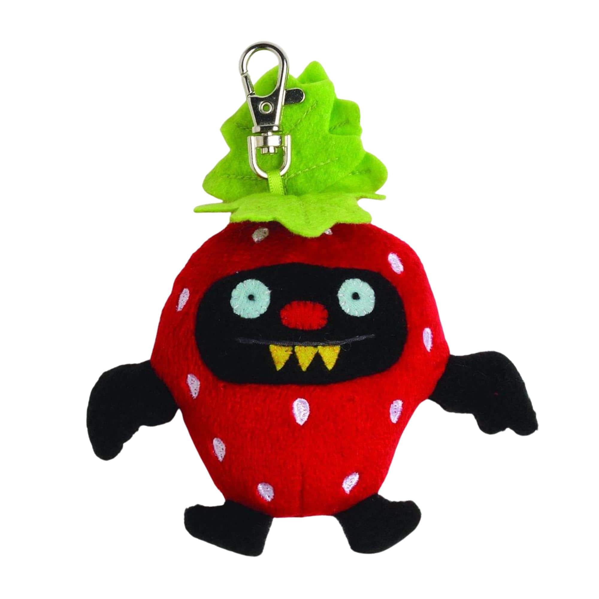 Enesco - Ugly Dolls Fruities 4" Plush Clip-On: Ninja Batty Strawberry - Red