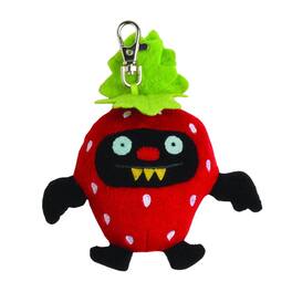 Enesco - Ugly Dolls Fruities 4" Plush Clip-On: Ninja Batty Strawberry - Red