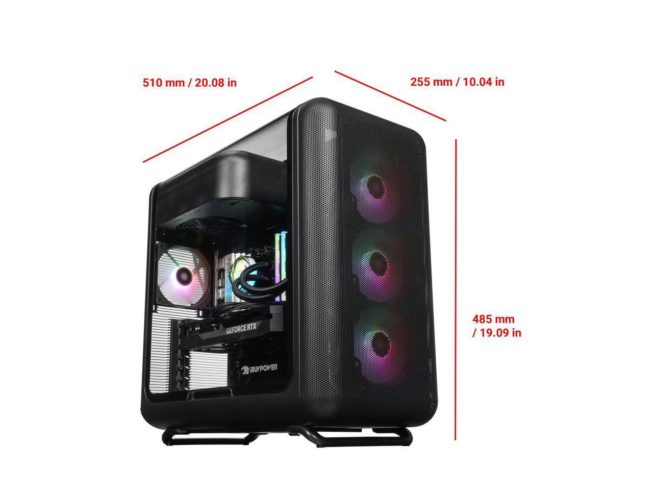 510 mm / 20.08 in  
255 mm / 10.04 in  
485 mm / 19.09 in  

GEFORCE RTX  
BUYPOWER