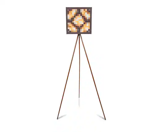 Front. Ukonic - Minecraft Glowstone Tripod Floor Lamp | 62 Inches Tall - Brown.