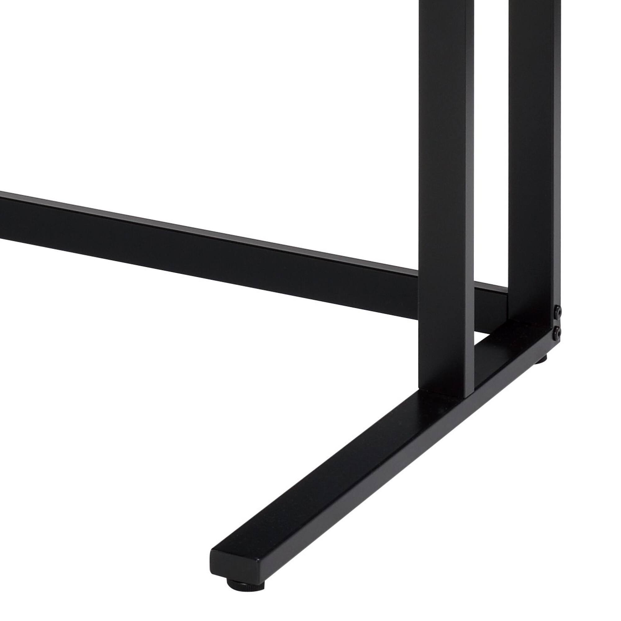 Angle. GOODSILO - Modern Walnut and Black Writing Desk with Built-in USB Charging Port for Home Office - Black+Walnut.