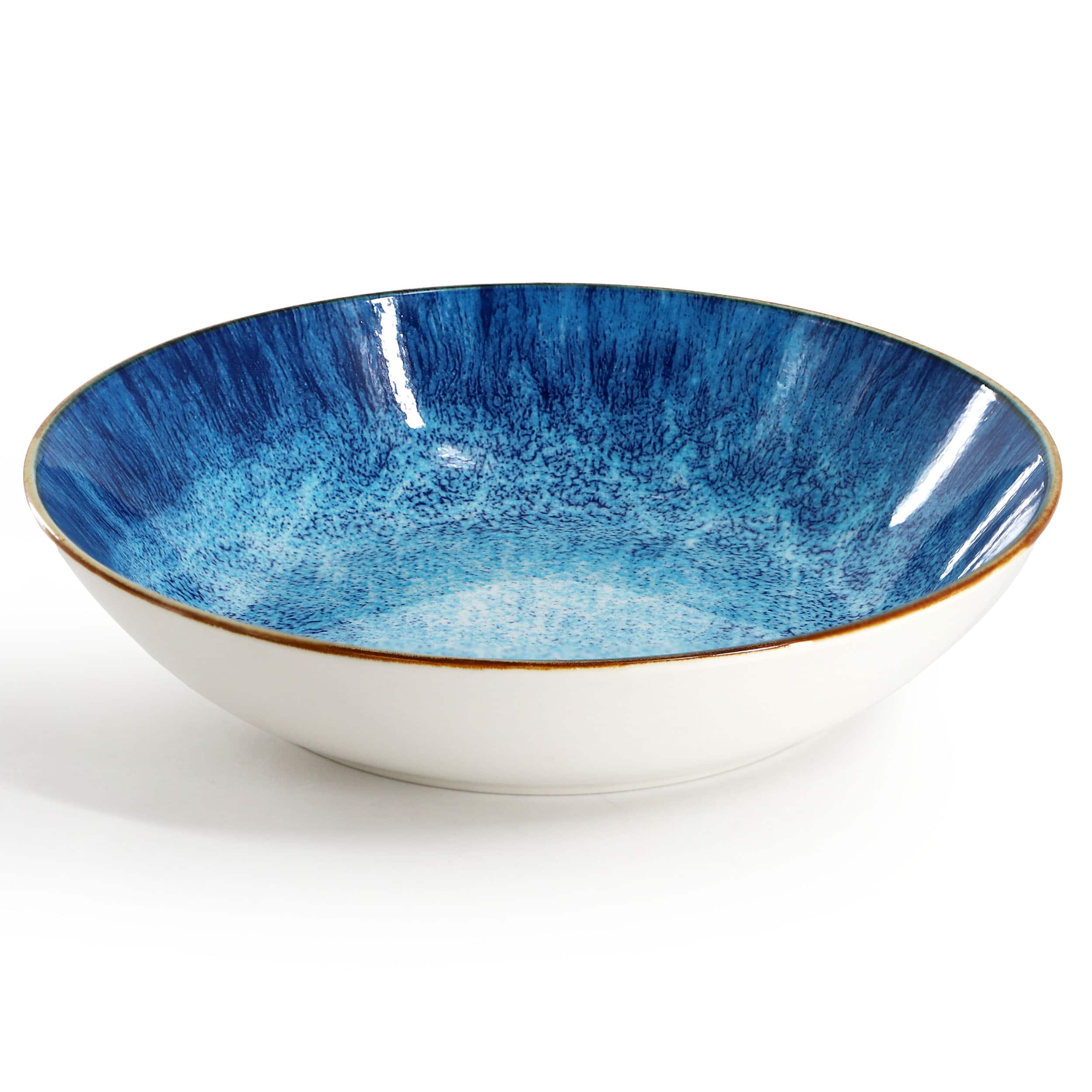 Alt View 3. Elama - Elama Oceanus 16 Piece Porcelain Double Bowl Dinnerware Set in Blue - Blue.