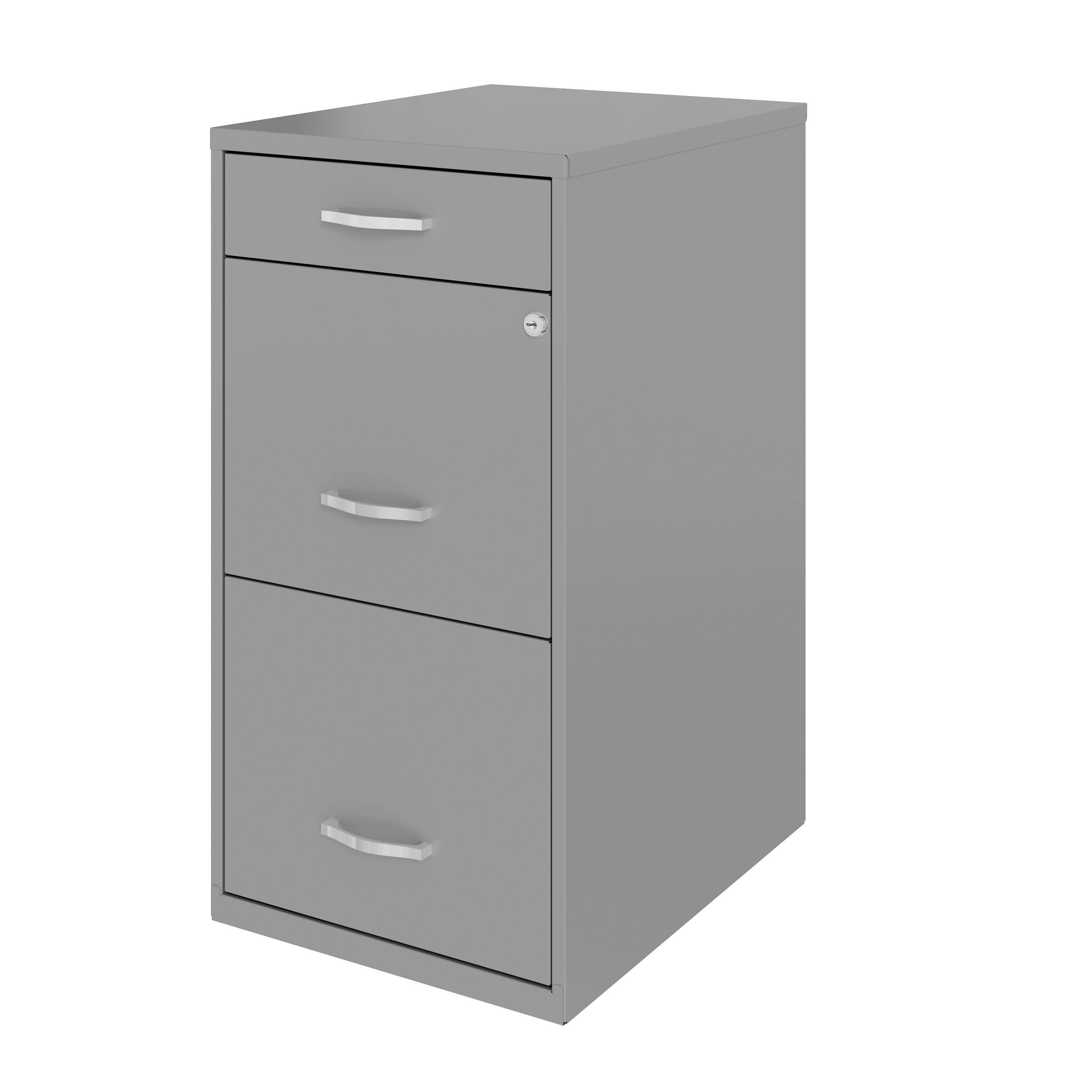 Alt View 5. Space Solutions - Space Solutions 3 Drawer Letter Width Vertical File Cabinet with Pencil Drawer, Arctic Silver - Arctic Silver.