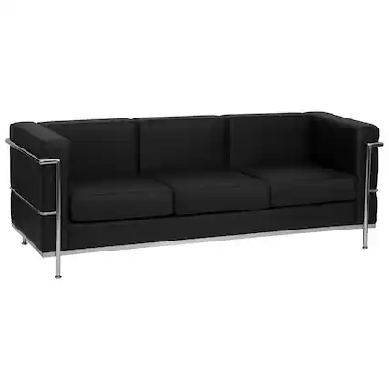 Front. Flash Furniture - HERCULES Regal Series Contemporary Black LeatherSoft Sofa with Encasing Frame - Black.