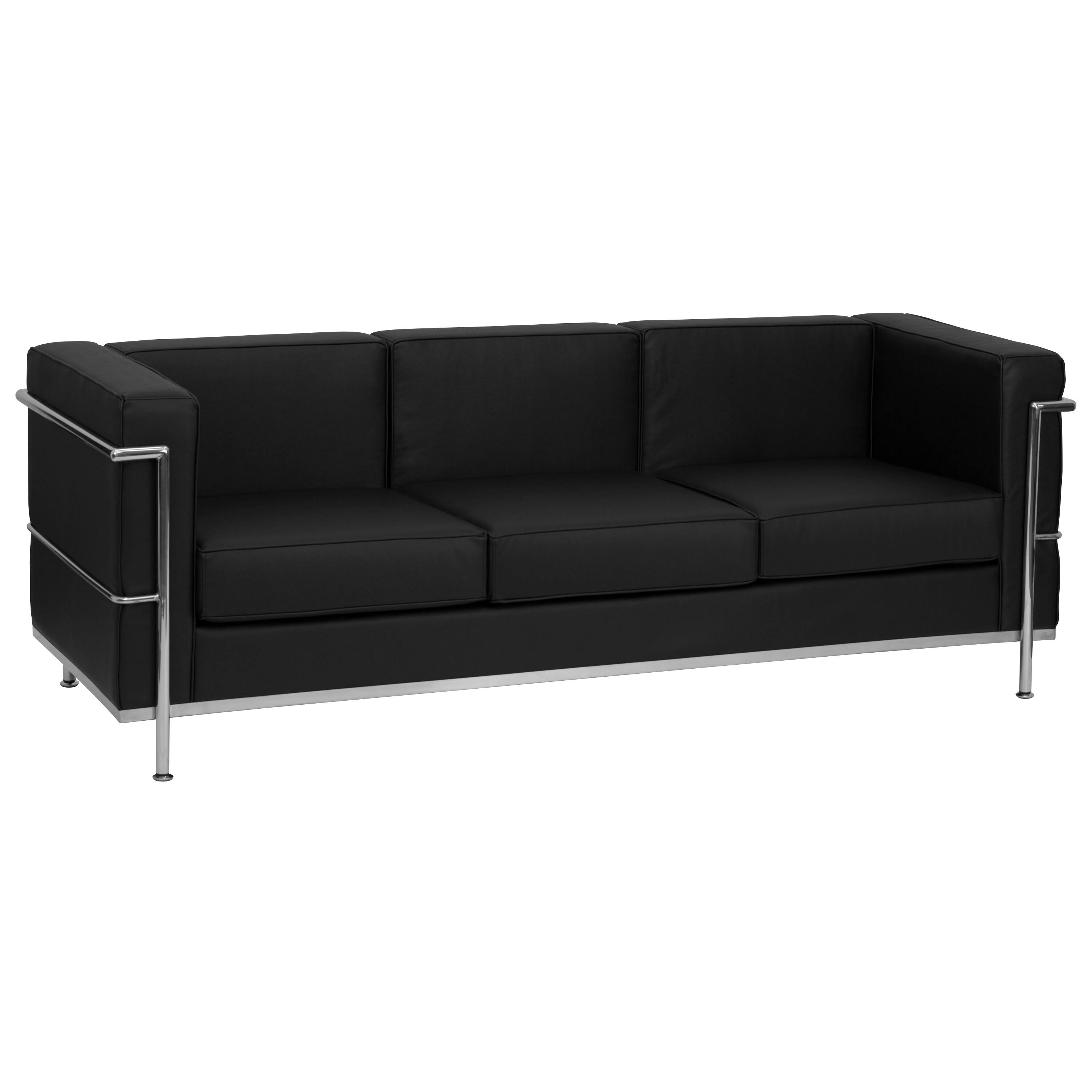Front. Flash Furniture - HERCULES Regal Series Contemporary Black LeatherSoft Sofa with Encasing Frame - Black.